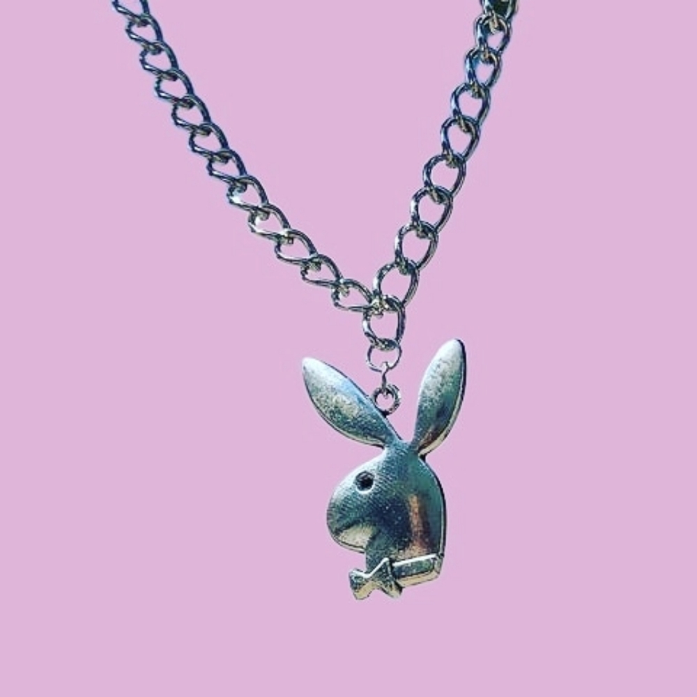Playboy necklace, playboy bunny charm neckl